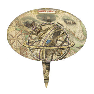 Old British America Explare Polar Bear Compass Map Kuchenaufsatz