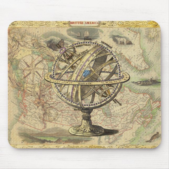 Old British America Explare Polar Bear Compass Map Mousepad (Vorne)