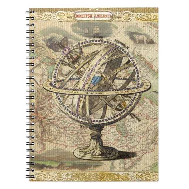 Old British America Explare Polar Bear Compass Map Notizblock (Vorderseite)