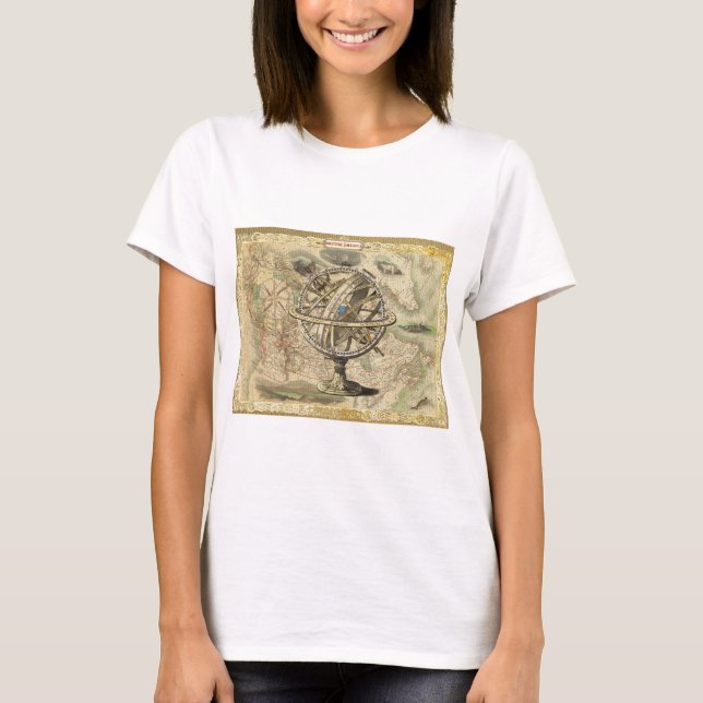 Old British America Explare Polar Bear Compass Map T-Shirt (Vorderseite)