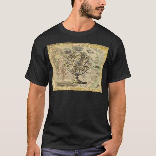 Old British America Explare Polar Bear Compass Map T-Shirt (Vorderseite)