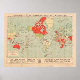 Old British Empire World Map (1920) Poster