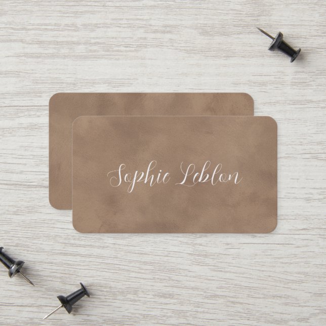 Old Brown Contact Card with Handwritten Name Telefonnummerkarte (Vorderseite/Rückseite Beispiel)