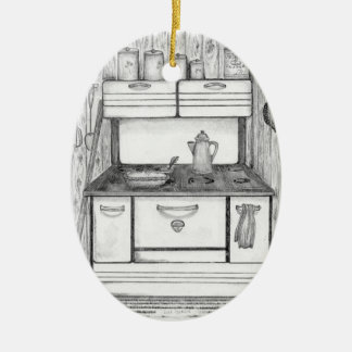 Old Cabin Stove Keramik Ornament