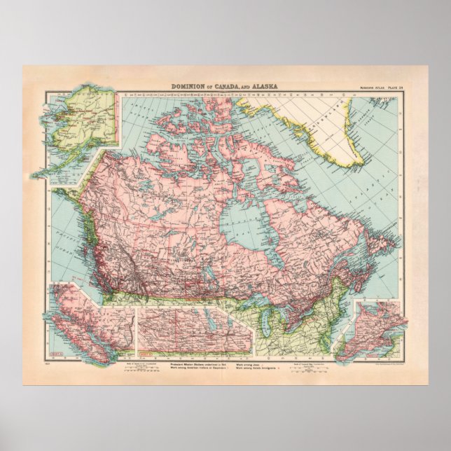 Old Canada Map (1923) Vintages kanadisches Land Poster (Vorne)