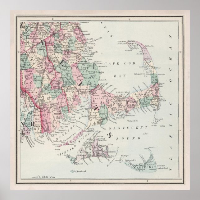 Old Cape Cod MA Map (1878)  Poster (Vorne)