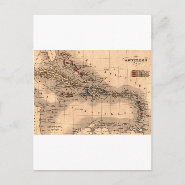 Old Caribbean Map Dive Shirt Postkarte (Vorderseite)