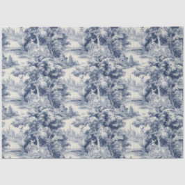 Old Castle Modern Blue Toile de Jouy Muster Seidenpapier