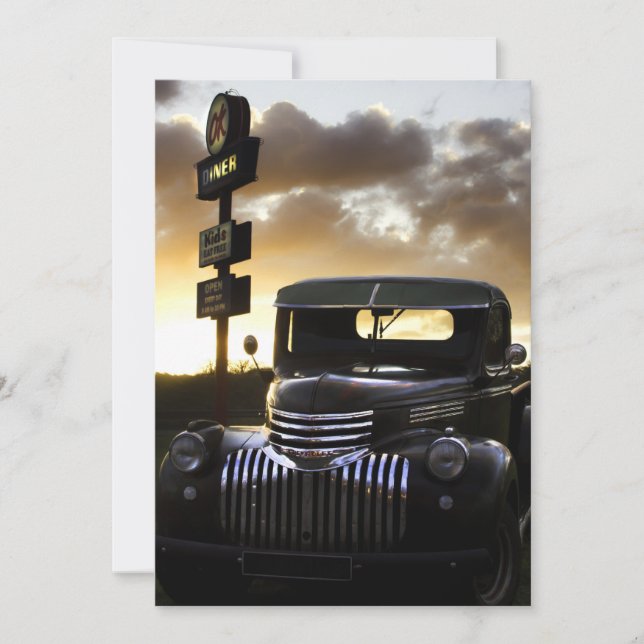 Old Chevy Truck bei Sunset Einladung (Vorderseite)