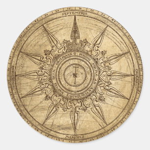 Old Compass Rose Runder Aufkleber