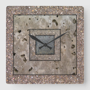 Old Concrete Square panel Wall Clock Quadratische Wanduhr