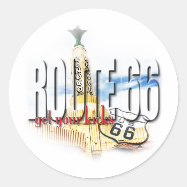 Old Conoco Gas Station, Texas - Route 66 Runder Aufkleber (Vorderseite)