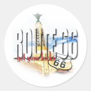 Old Conoco Gas Station, Texas - Route 66 Runder Aufkleber