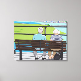 Old couple on a bench canvas print leinwanddruck