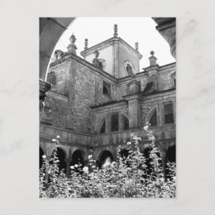 Old Courtyard Schwarz & Weiß Foto Postkarte