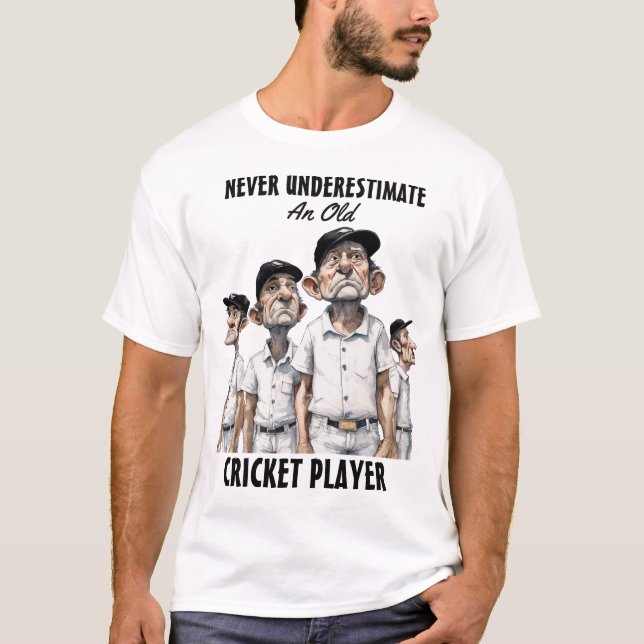 Old Cricket Player T-Shirt (Vorderseite)