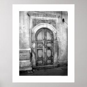 Old Door in Tripoli (B&W) Poster