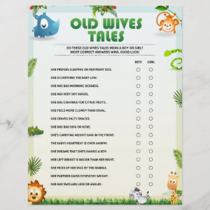 Old Ehefrauen Tales Baby Shower Game [Tierthema] Briefbogen
