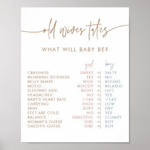 Old Ehefrauen Tales Sign   Boho Gender Reveal Game Poster