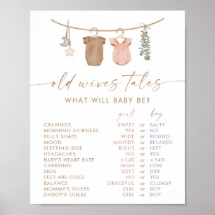 Old Ehefrauen Tales Sign   Gender Reveal Game Poster