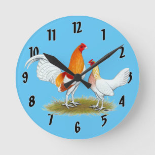 Old English Game Bantam: Red Pyle Runde Wanduhr