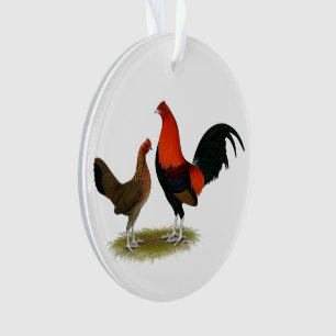 Old English Game Bantams: BB Red Pair Ornament