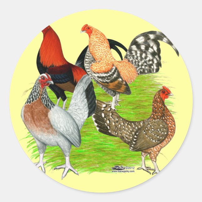 Old English Game Quartett Runder Aufkleber (Vorderseite)