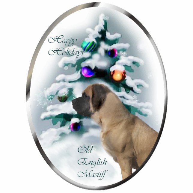 Old English Mastiff Weihnachtsgeschenke Ornament Fotoskulptur Ornament (Vorne)