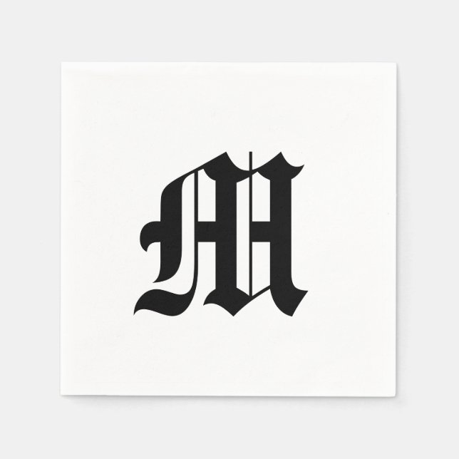 Old English Monogram Initial Serviette (Vorderseite)