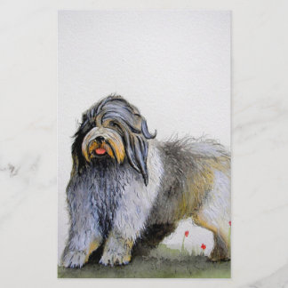 Old English Sheep Dog Welpe und Poppies Briefpapier