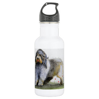 Old English Sheep Dog Welpe und Poppies Edelstahlflasche