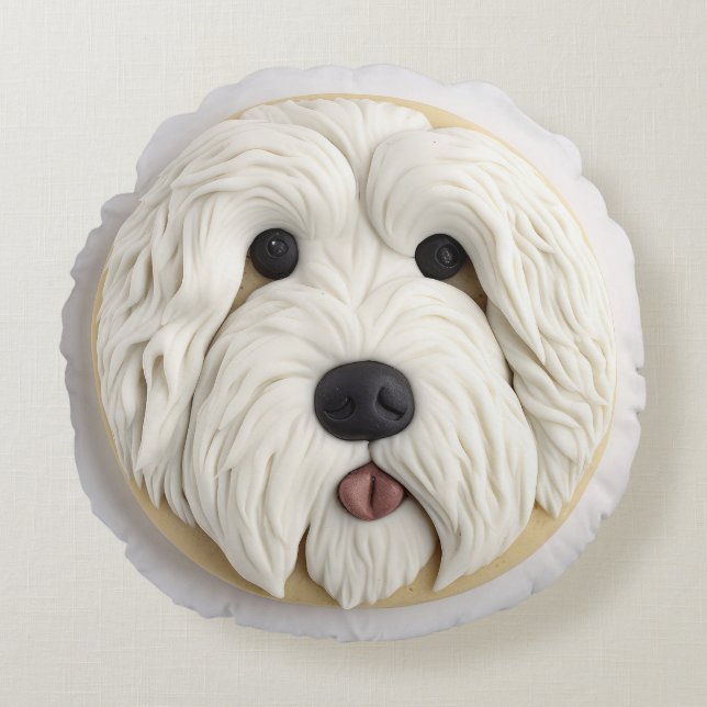 Old English Sheepdog 3D Inspiriert Rundes Kissen (Vorderseite)