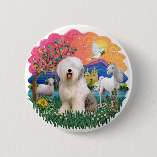 Old English Sheepdog #6 Button (Vorderseite)