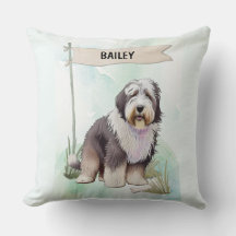 Old English Sheepdog Aquarell personalisierter Hun