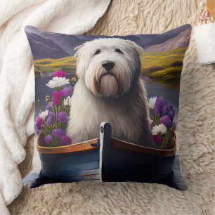 Old English Sheepdog auf dem Paddel: Ein landschaf Kissen