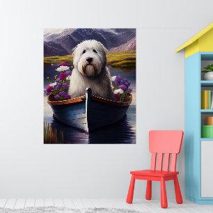Old English Sheepdog auf dem Paddel: Ein landschaf Poster