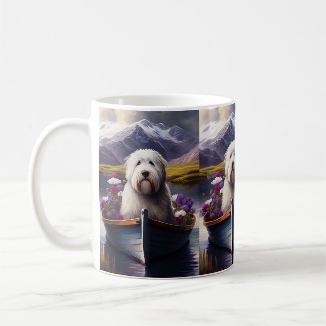 Old English Sheepdog auf Paddle: Ein Landschaftlic Kaffeetasse (Links)