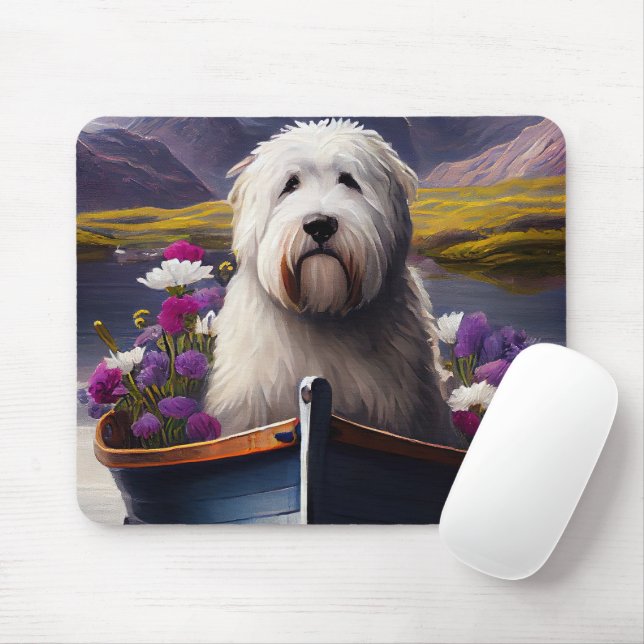 Old English Sheepdog auf Paddle: Ein Landschaftlic Mousepad (Mit Mouse)