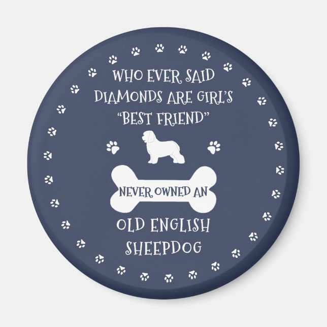 Old English Sheepdog Best Friends Magnet (Vorne)