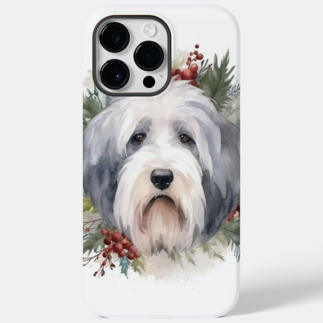 Old English Sheepdog Christmas Wreath Festivals Case-Mate iPhone 14 Pro Max Hülle (Rückseite)