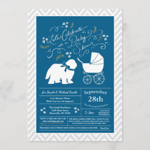 Old English Sheepdog Dog Baby Shower Boy Blue Einladung