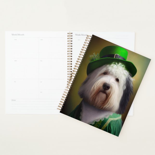 Old English Sheepdog en tenue de la Saint-Patrick (Devant avec enveloppe)