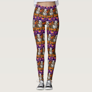 Old English Sheepdog Halloween Hexenkürbis Leggings