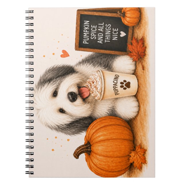 Old English Sheepdog Herbst Notizblock (Vorderseite)