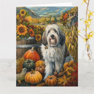 Old English Sheepdog Herbsternte Thanksgiving Karte