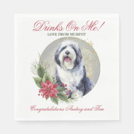 Old English Sheepdog Hochzeit von Napkins mit Foto Serviette