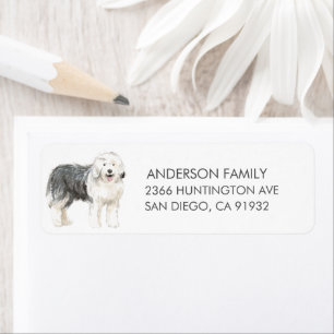 Old English Sheepdog Hund Rücksendeadresse Label