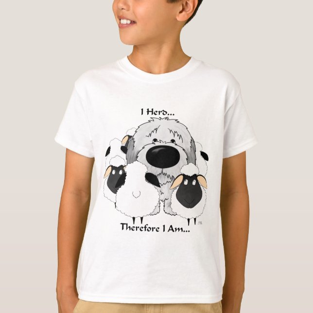 Old English Sheepdog - I Herde deshalb bin ich T-Shirt (Vorderseite)