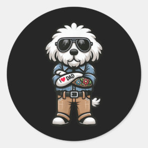 Old English Sheepdog I Liebe Vater Funny Dog Tatto Runder Aufkleber