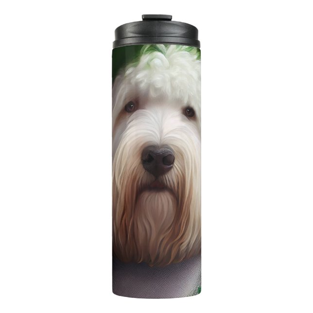 Old English Sheepdog in St. Patrick's Day Dress Thermosbecher (Vorderseite)